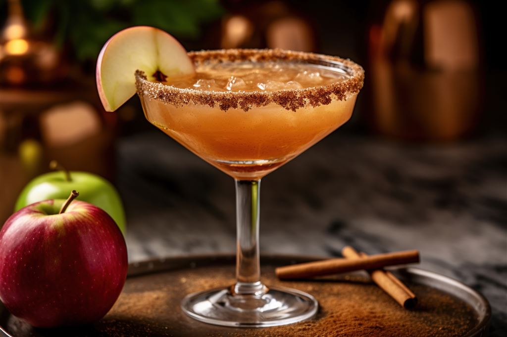 Apple cider margarita with brown sugar and spices