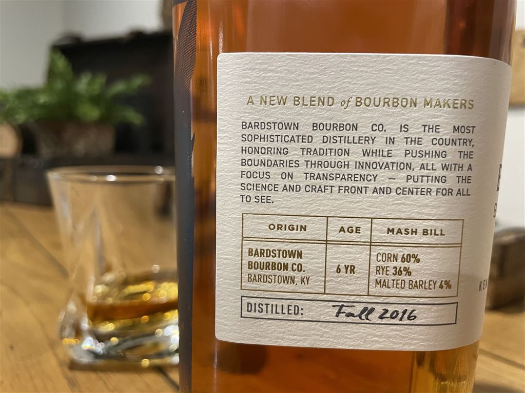 Label Detail of Bardstown Bourbon Company Origin Series Straight Bourbon