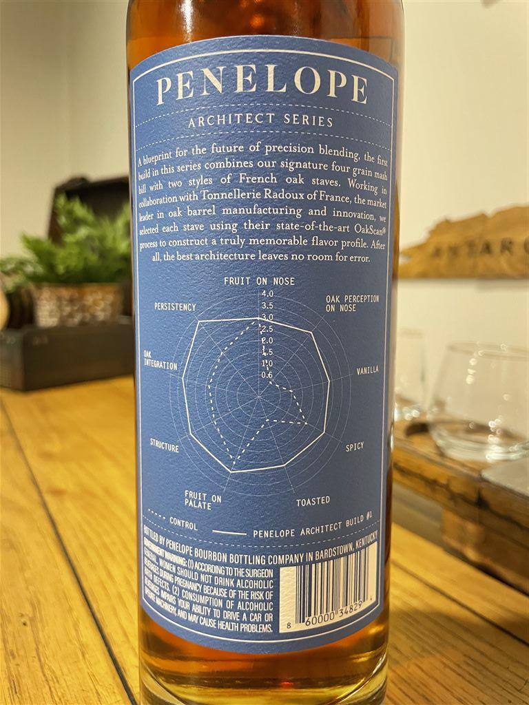 Back Label of Penelope Architect Bourbon