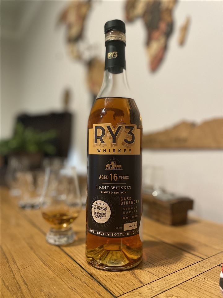 RY3 16 Year Old Single Barrel Cask Strength Light Whiskey LE