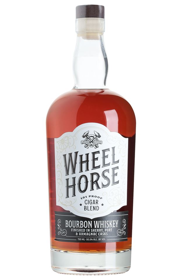 The new Wheel Horse Cigar Blend Bourbon was aged over four years in its original oak barrels and then finished in a combination of Sherry, Port, and Armagnac casks for approximately 6-8 months. With just 3,000 bottles available, this limited offering is available online in most states beginning today, along with limited availability on shelves.